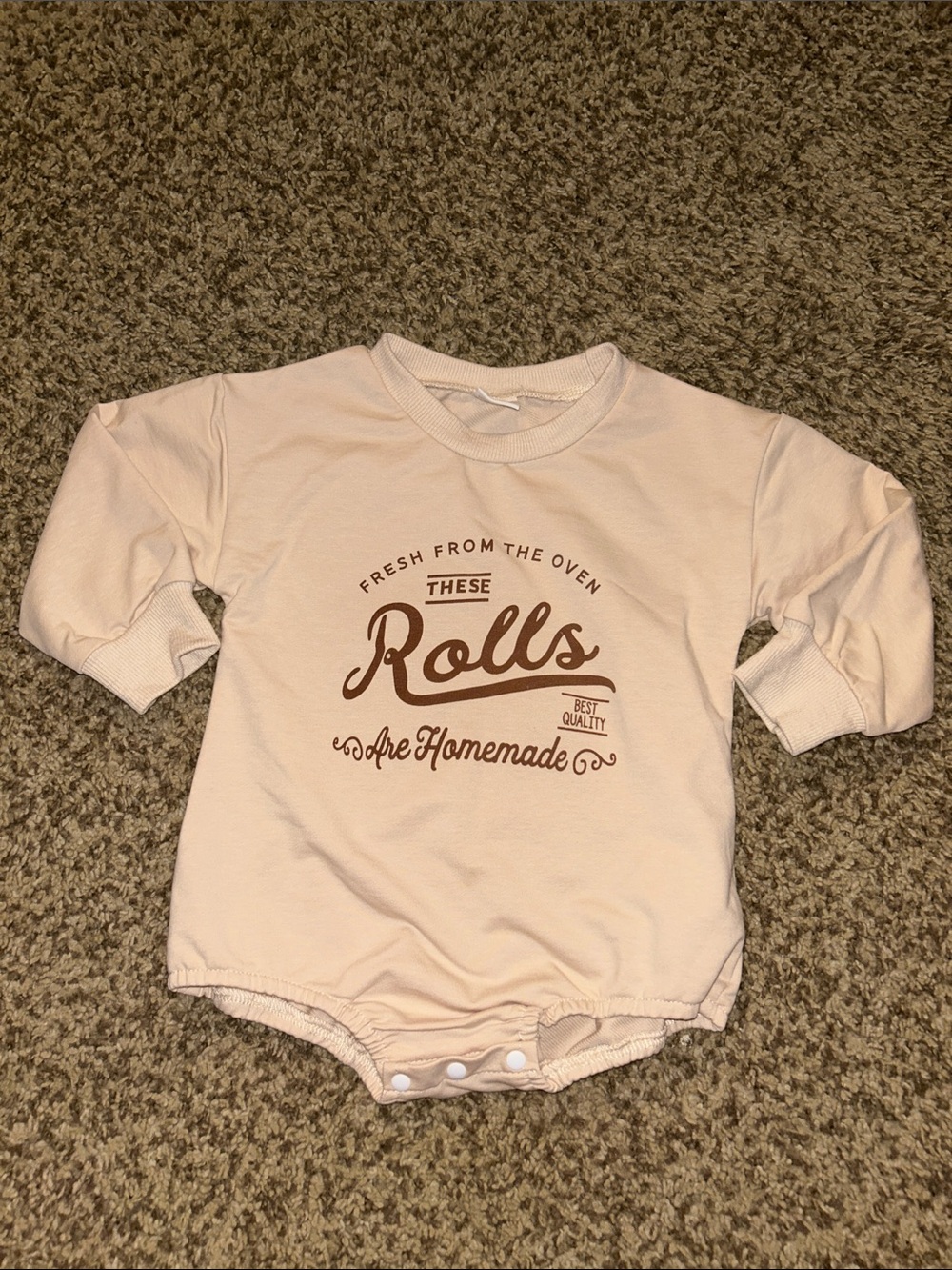 Cream "These Rolls Are Homemade" Baby Bodysuit Top